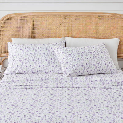 Ensemble de draps en microfibre à imprimé floral