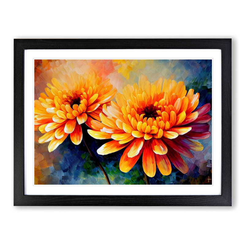 Chrysanthemum Flowers Vol.4 - Framed Print, 46cm H x 64cm W x 2cm D, Black Framed