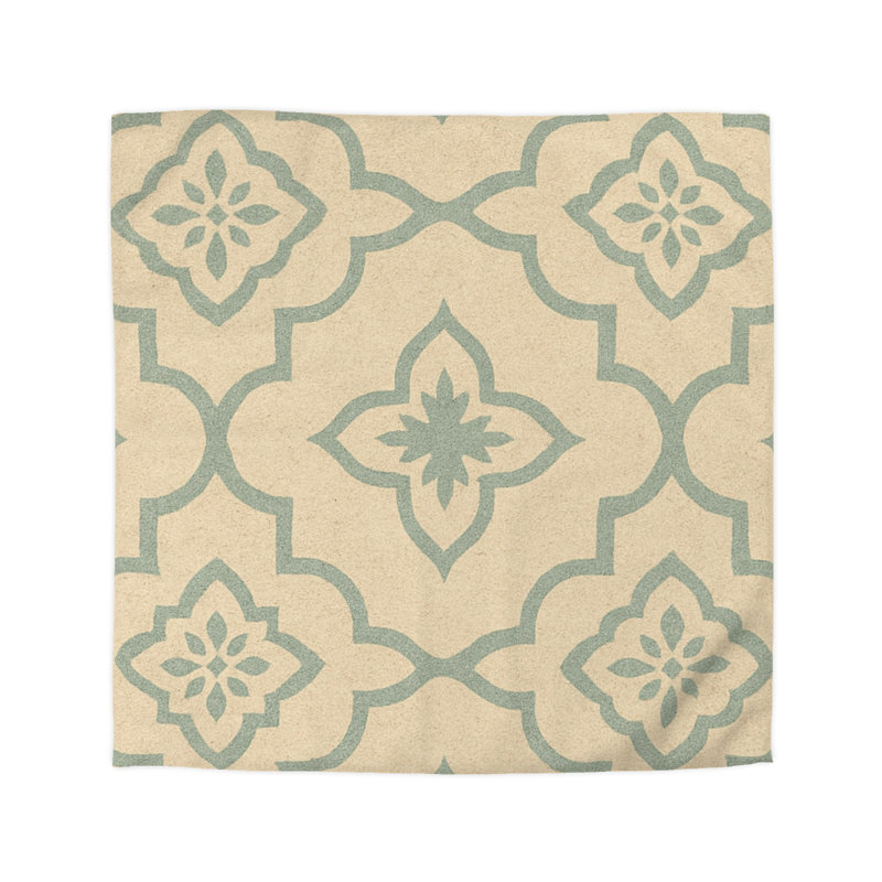 Microfiber Duvet Cover Boho Style, Design 33, Queen Duvet Cover, Cream