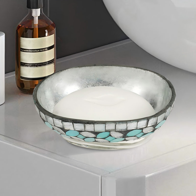 Soap Dish for Bathroom Counter,Shower & Kitchen Mosaic/Steel