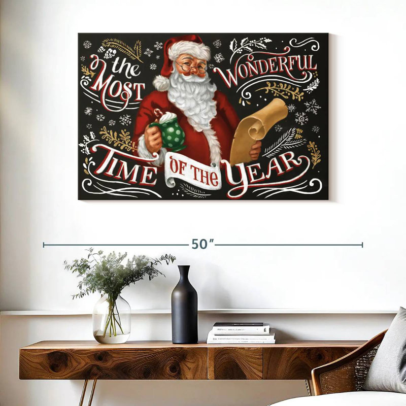 Santa's List II - noir, H 26 po x l 39 po