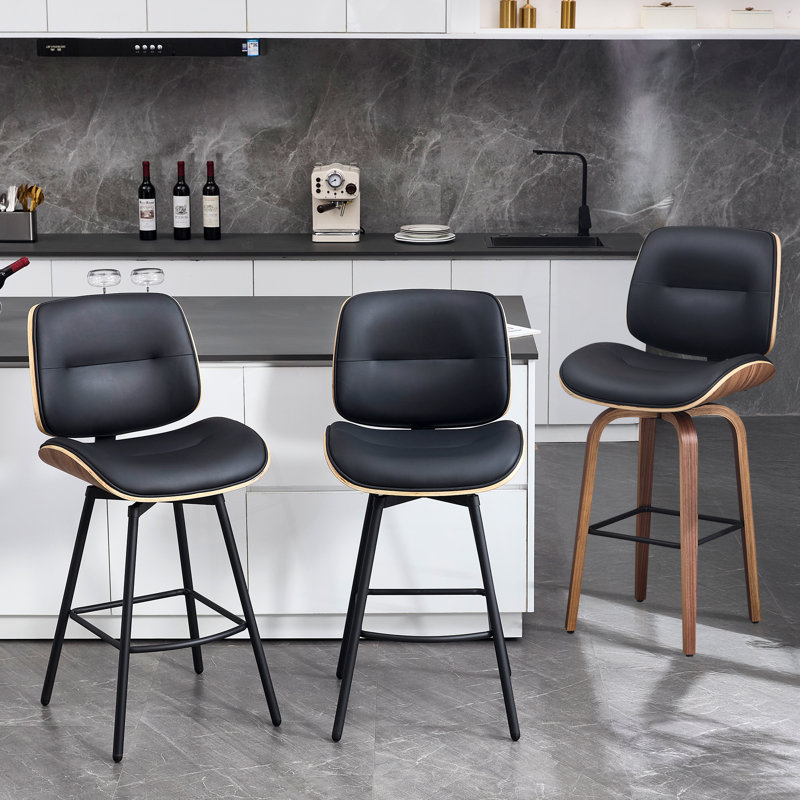 Tabouret de bar et de comptoir pivotant rembourré (ensemble de #), Noir