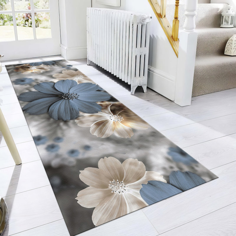 Chic Floral Pattern Area Rug with Soft Pile - Elegant Home Décor Piece for Living Room or Bedroom in Vibrant Multi-Color Theme