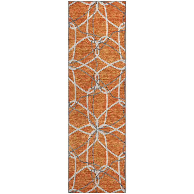 Premium Machine Washable Prisco Orange Rug
