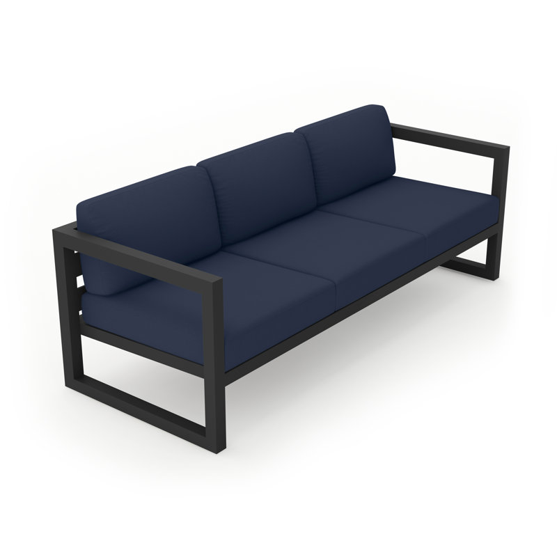 Avion Patio Sofa with Sunbrella Cushions, Spectrum Indigo Sunbrella®, Black