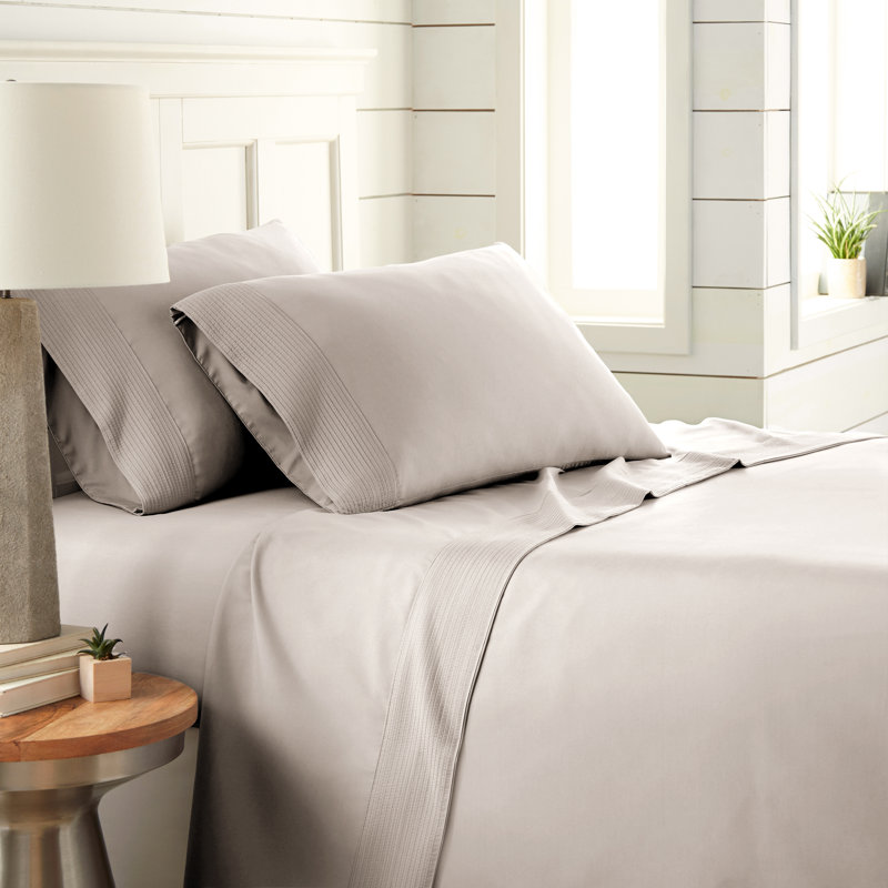 Vilano Springs Extra Deep Pocket Bed Sheet Set with Pleated Hem, Easy care, Pet Hair Resistant, Bone