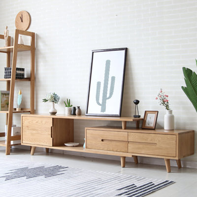 Stretchable White Oak TV Stand by Trentastic Trails