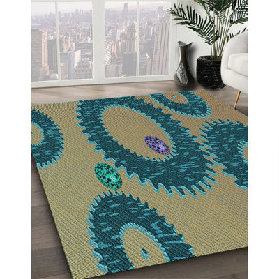 Tapis bleu tissé à la machine