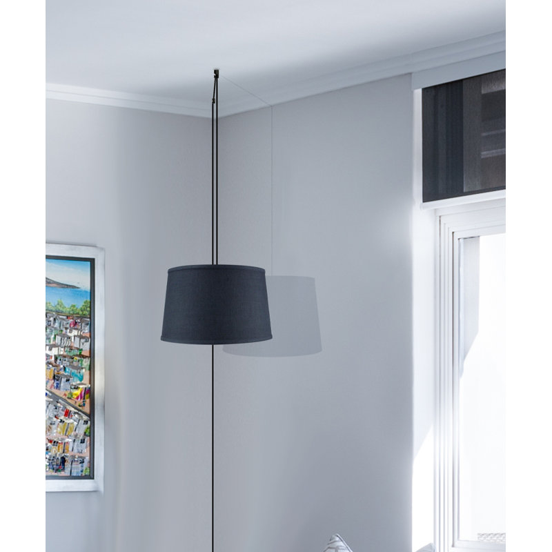 Luminaire suspendu cylindrique unique à 1 lumière Luciano, Avoine texturée, H 10 po x l 14 po x P 14 po