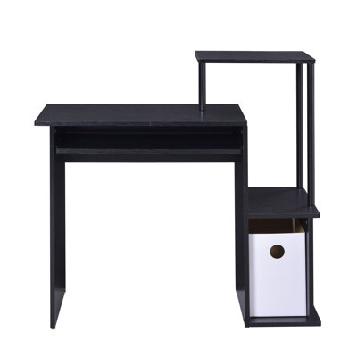 Practical Office Computer Table With Keyboard Tray And Storage Functional Black