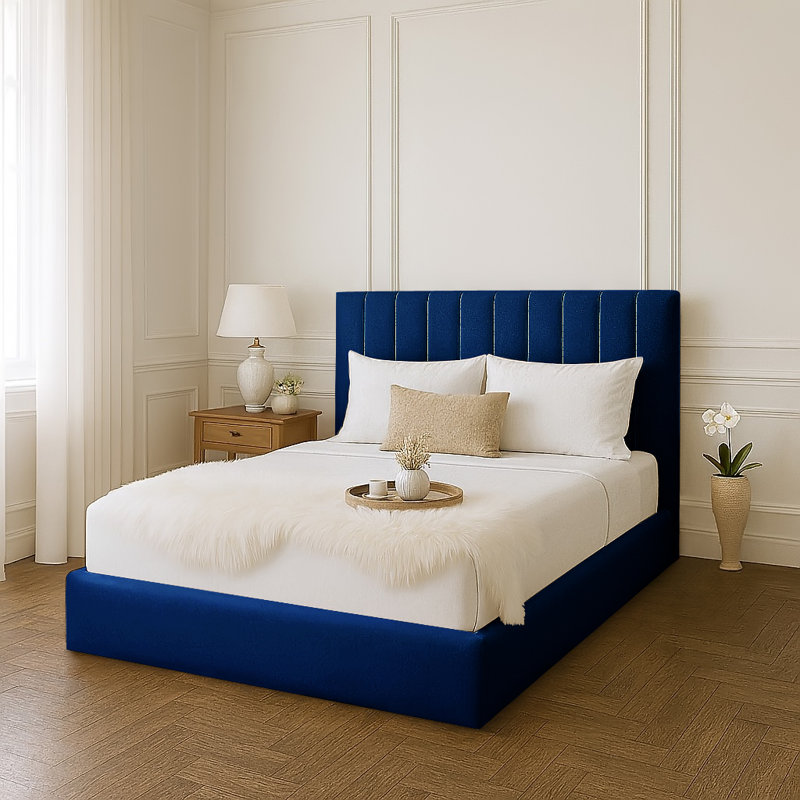 Mahida Upholstered Storage Bed, Double (4'6), Marine