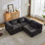 Canapé à compression, canapé-lit convertible au sol avec structure de forme fixe, canapé modulaire désossé modulaire, sans assemblage requis, tissu chenille, pour la chambre du salon, noir-1934557971