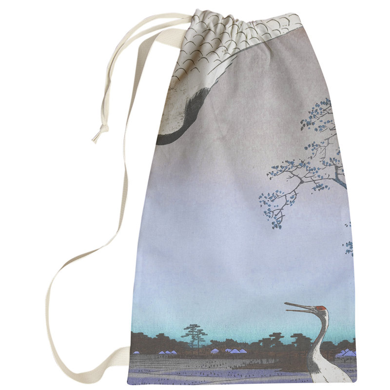 Sac à linge japonais grues Macintyre, Grand (H 76,5 po x l 29,5 po x P 1,5 po), Bleu