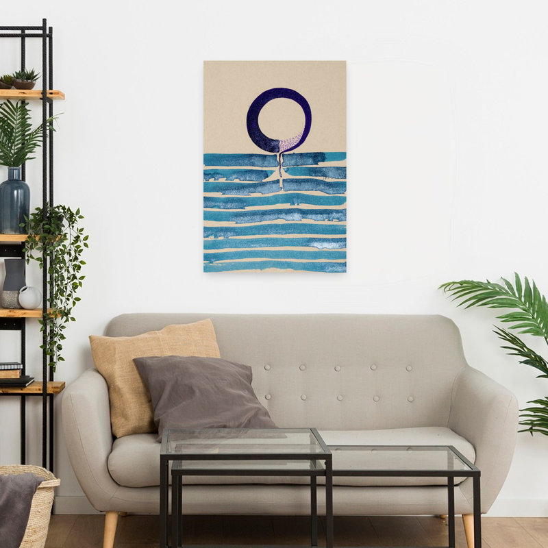 Mauve dans l'océan, art de plage minimaliste abstrait, H 24 po x l 16 po