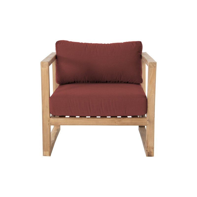 Ensemble de conversation extérieur en teck avec coussins Sunbrella, Henné