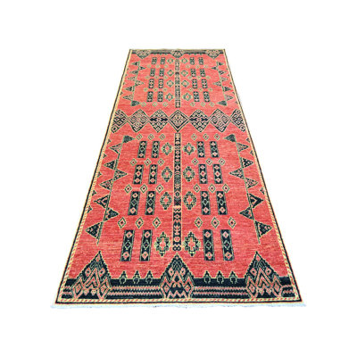 4'0" x 9'10" New Hand Knotted Red Wool Runner Oriental Rug - MOA10274262