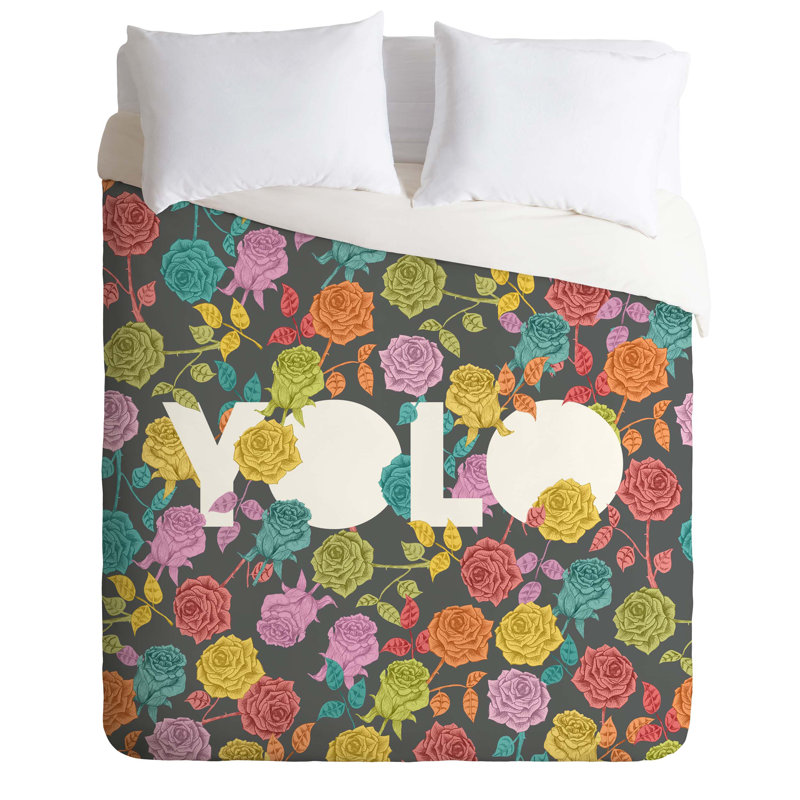 Bianca Polyester Floral Duvet Cover, Queen Duvet Cover + 2 Standard Shams