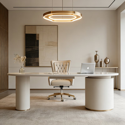 Bureau moderne en cuir fritté courbé et en cuir moderne