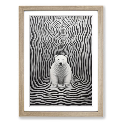 Polar Bear Op - Single Picture Frame Print on Wood
