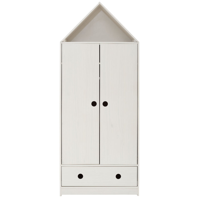 Antunez 2 Door Solid Wood Wardrobe, White
