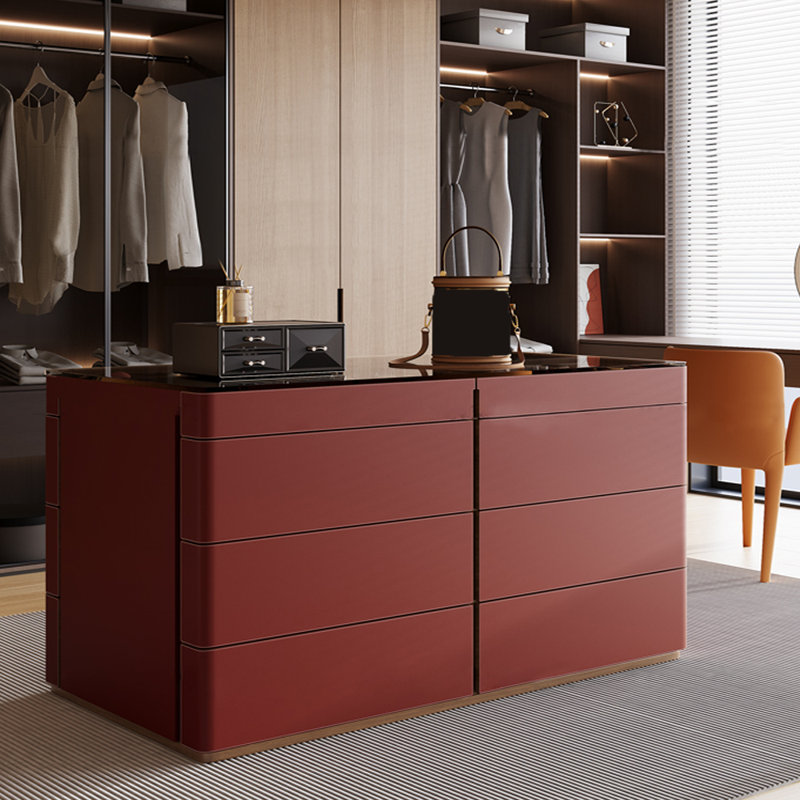 Luxury Dressing Drawers Jewelry Storage Cabinet, Red