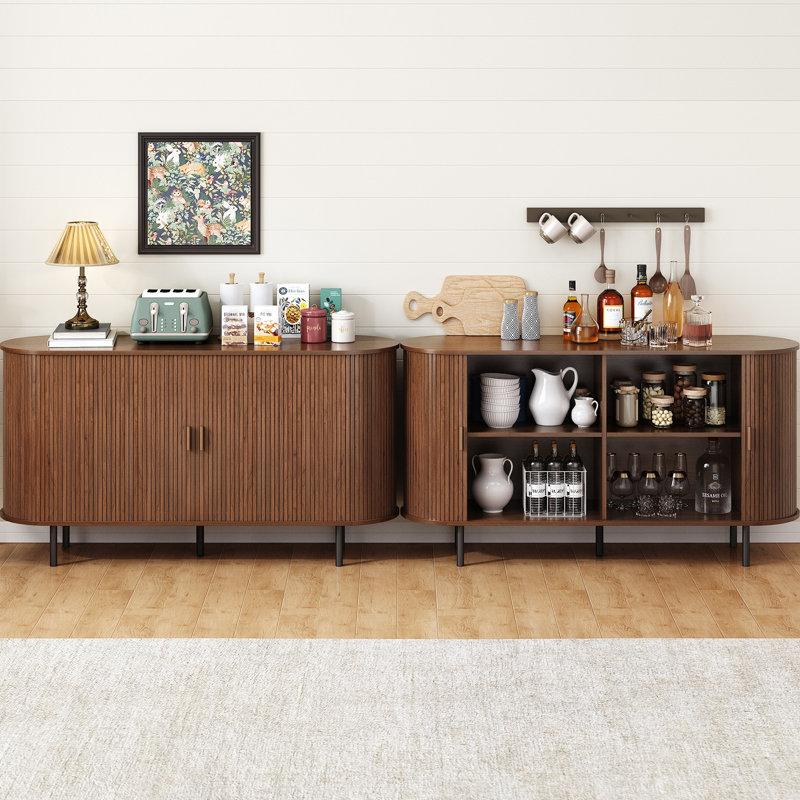 55" storage cabinet with doors and shelves, Noyer