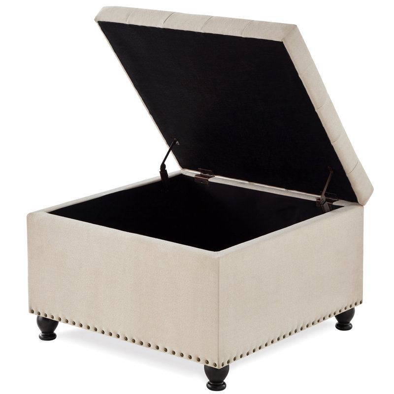 Banc de rangement rembourré Burnie, Beige