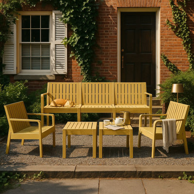 Ensemble de meubles d'intérieur / extérieur 5 pièces, canapé 3 places, 2 chaises et 2 tables basses