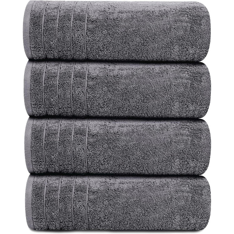 Pack Of 4 Bath Towels 100% Cotton,  & Lighter , Quicker To Dry, Super Soft And Absorbent, Perfect For Bathroom
