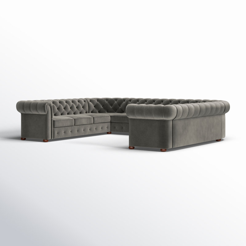 Canapé modulaire réversible en velours Huskins, Velours gris foncé