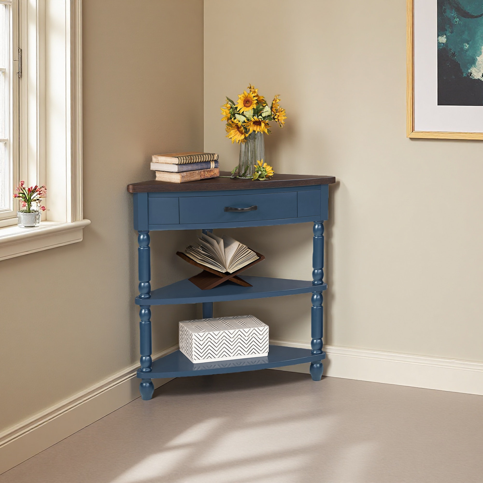 Bay Isle Home™ 33.8'' Small Triangle Corner Table, Wood Corner Side ...