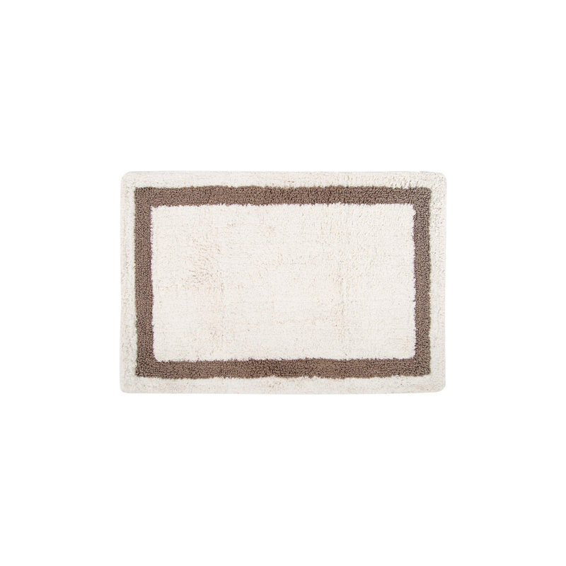 Tapis pour salle de bain Hazem, L 28 po x L 43 po, Blanc / Brun