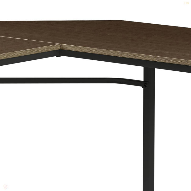 L-Shape Computer Desk, Brown/Black