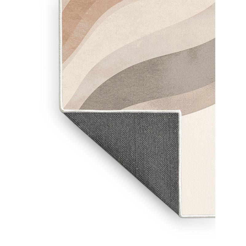 Tapis beige doux et moelleux Teterboro, Rond 6 pi