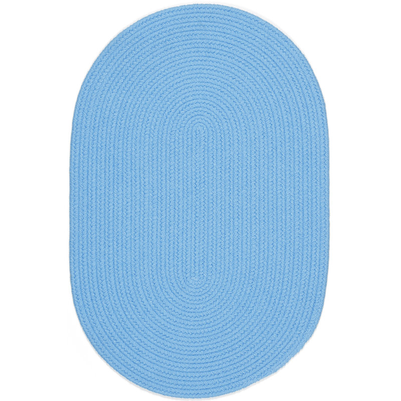 Tapis décoratif d’intérieur/extérieur bleu tressé à la main Misha, Ovale 3 pi x 5 pi