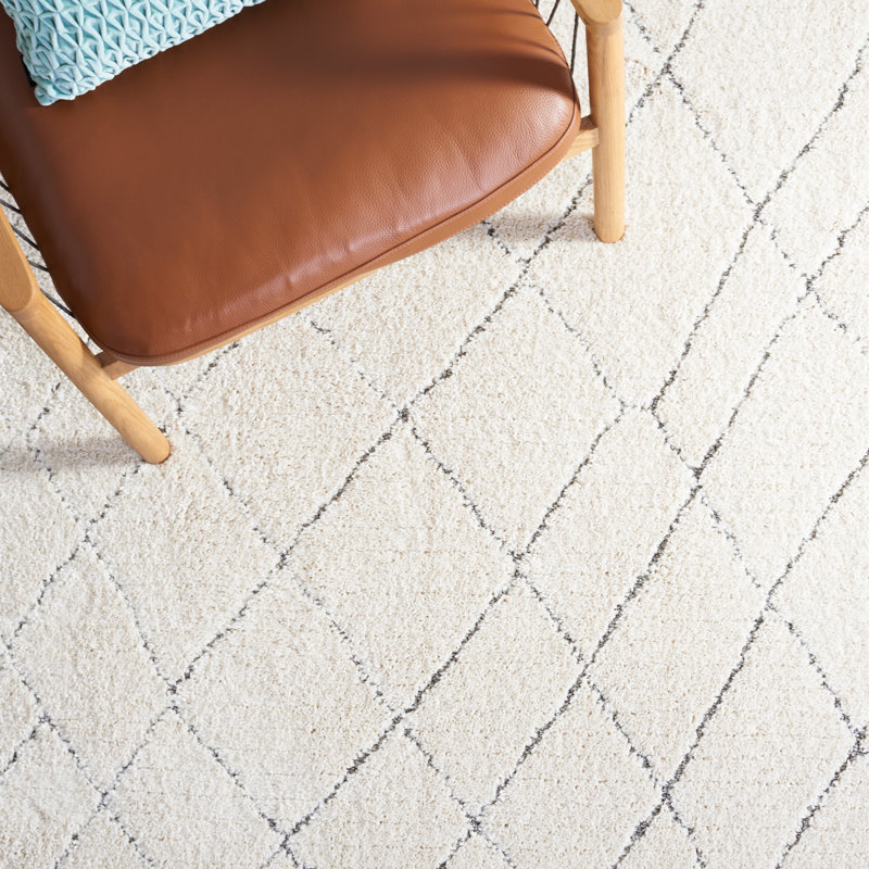 Handmade Gray Abstract Tufted Wool Shag Rug