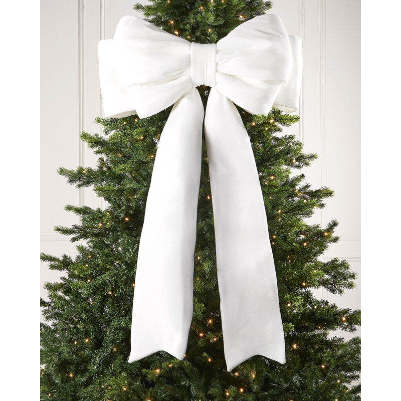 133cm Solid Colour Velvet Bow, White