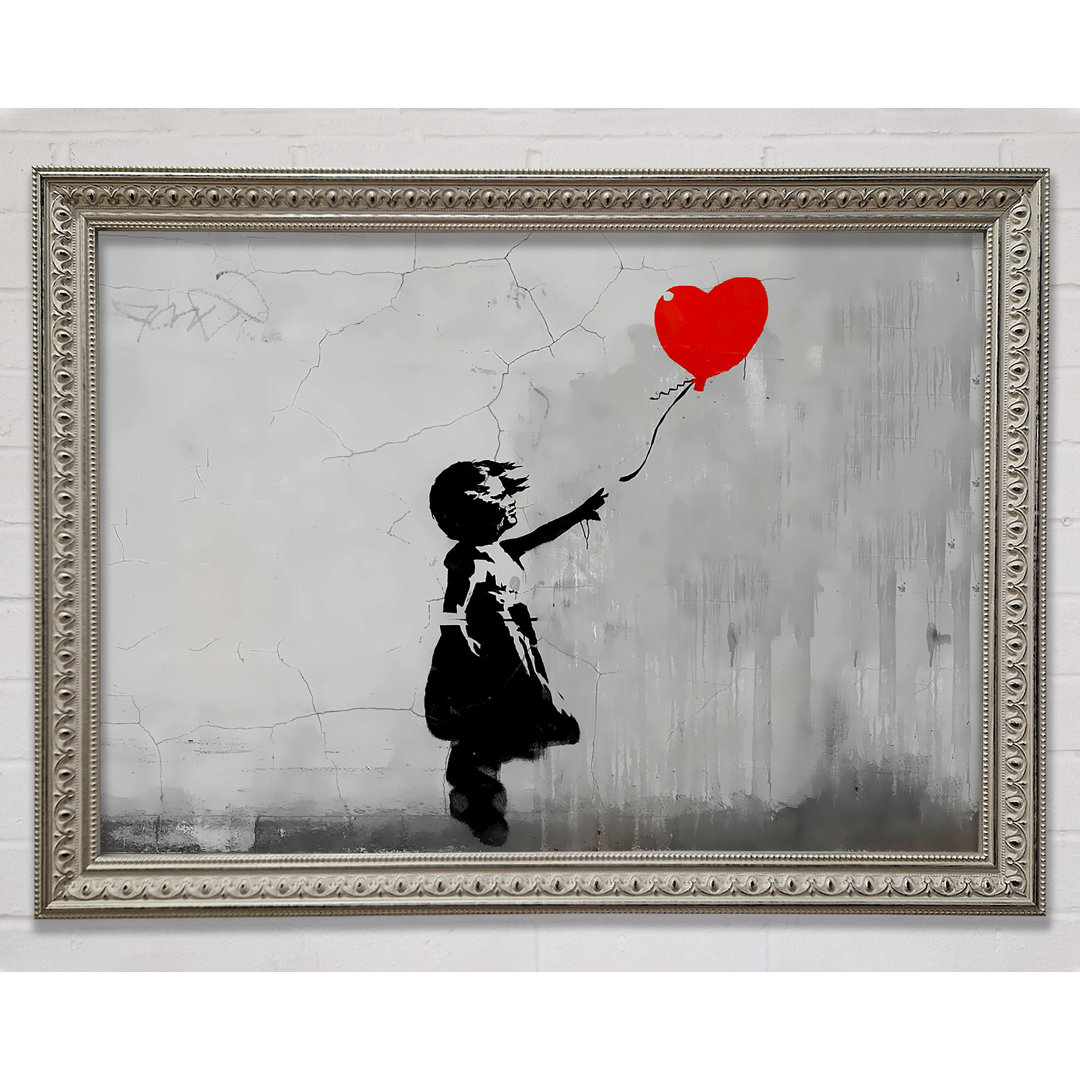 Love Heart Balloon Grey - Einzelner Bilderrahmen Kunstdrucke