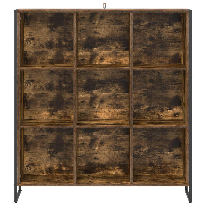 108cm H x 99.5cm W Steel Book Cabinet Bookcase, Smoke Oak