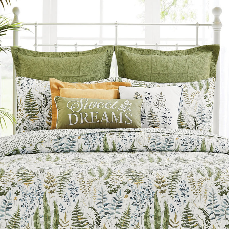 Greige Embroidered Typography Blooms Throw Pillow