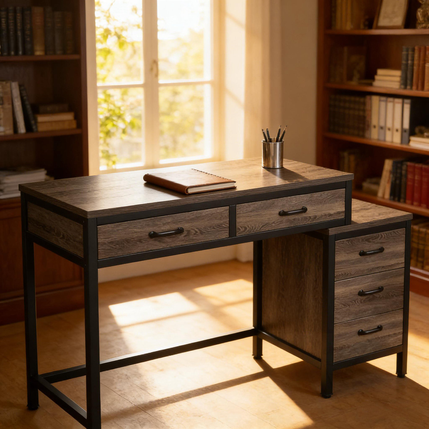 Writing Drawer Table Inbox Zero Writing Table with 5 drawers - Wayfair Canada