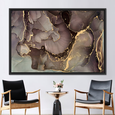 Modern Abstract Marble Wall Art with Luxury Shimmer Print on Contemporary Canvas Poster