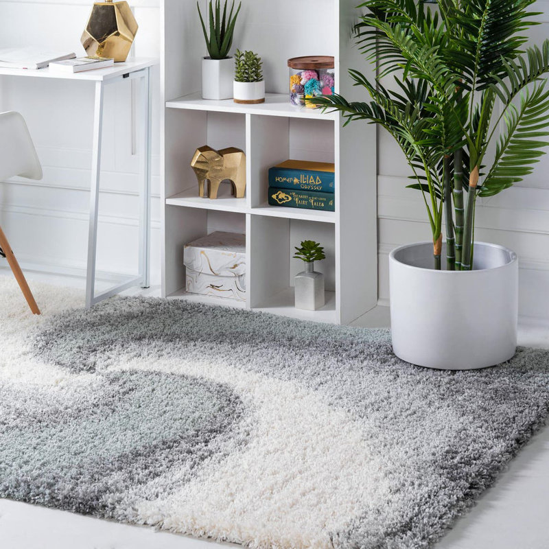Tapis abstrait kaki , Rectangle 9' x 12'2", Vert / Gris