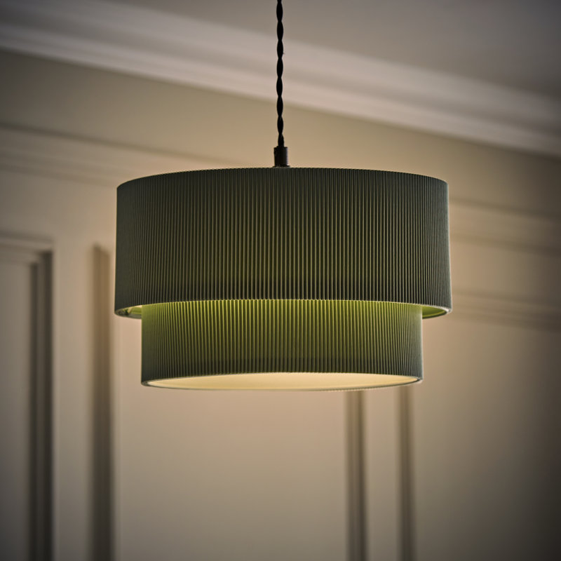 17.5cm H Cotton Pendant Shade ( Slip-On ), Green