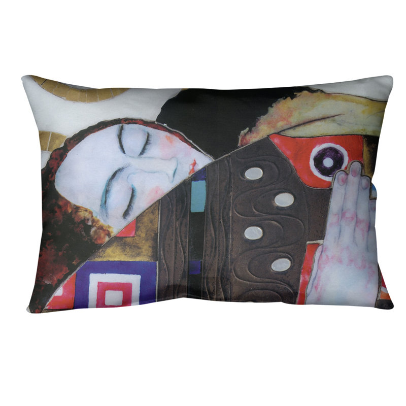 Coussin de support lombaire, Bourre en polyester, 20 po x 14 po, Rouge / doré