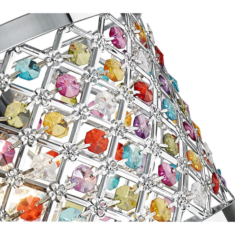 Modern Sparkly Ceiling Pendant Light Shade with Beads, Chrome/Multicolour
