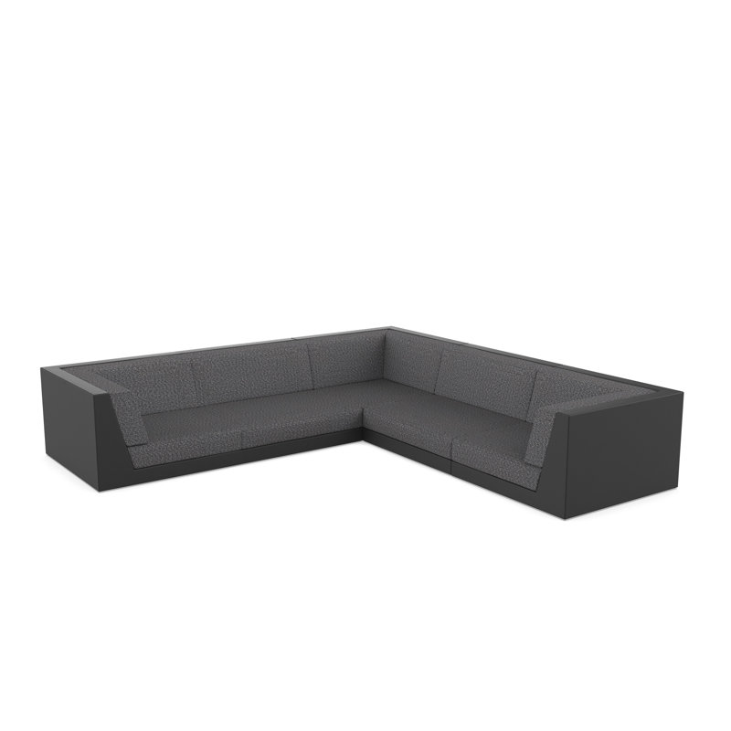 Pixel 119.25" Wide Outdoor U-Shaped Patio Sectional with Cushions, White, White