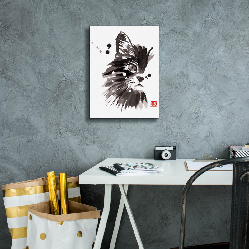 'Half Cat' by Pechane, Canvas Wall Art, 16" H x 12" W x 0.75" D