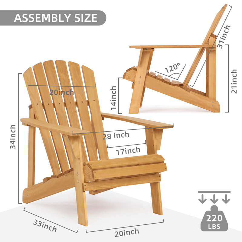 Chaise Adirondack d'extérieur en bois pour patio, Bleu clair