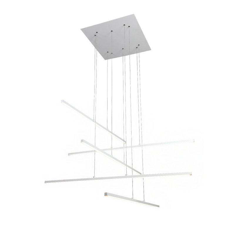 Luminaire suspendu moderne à DEL 5 lumières, Blanc mat